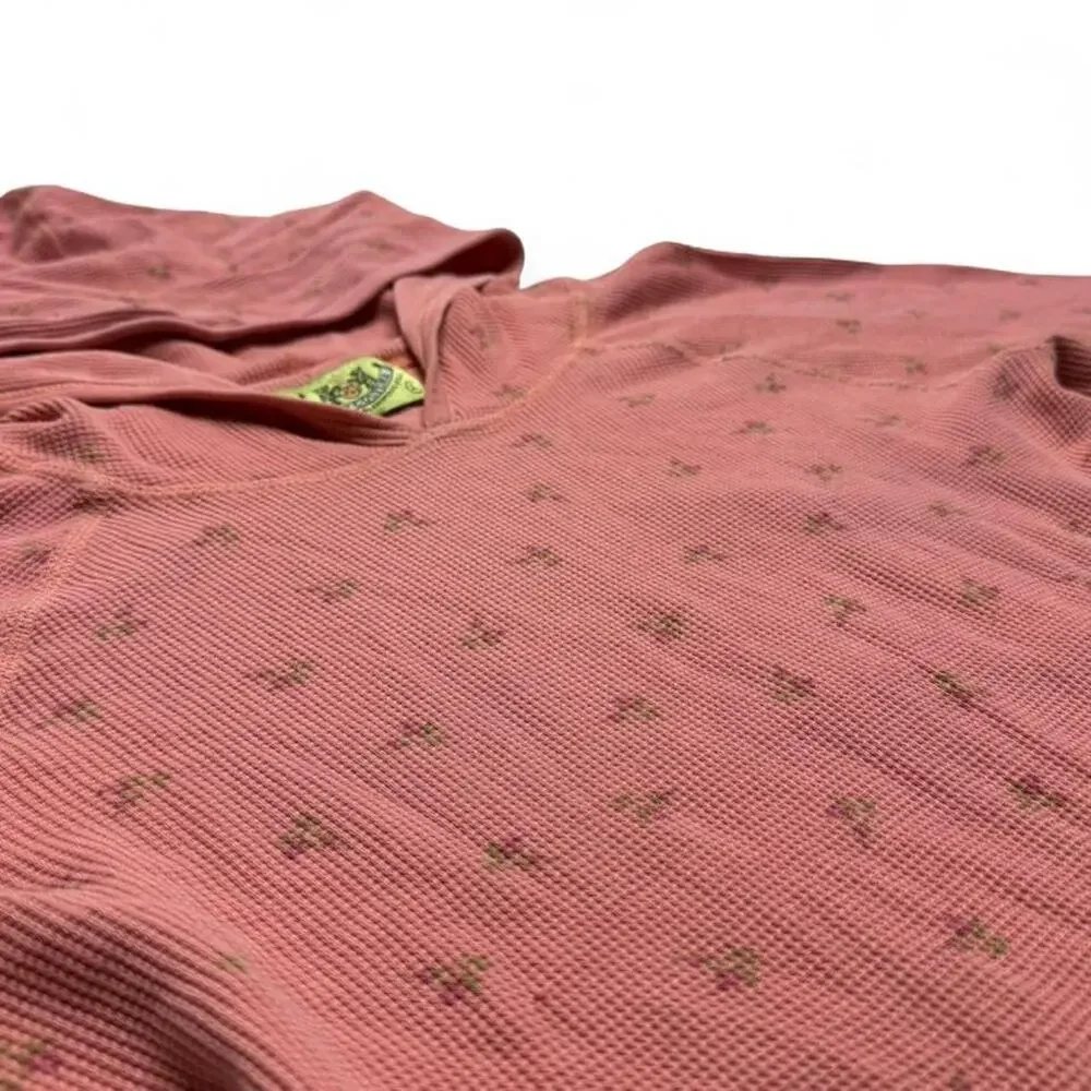 Juicy Couture pink Vintage Cotton floral hoodie 3/4 sleeve layering top Size L - Picture 7 of 8